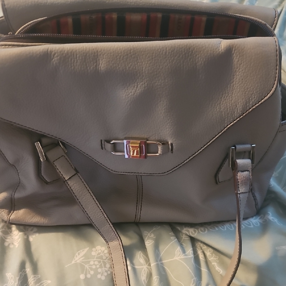 Tignanello Gray Shoulder Bag with Sophisticated Design